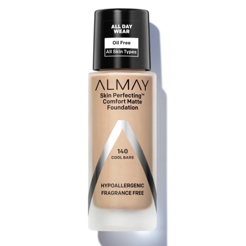 Almay Skin Perfecting Matte Foundation Makeup, Hypoallergenic, 140 Cool Bare